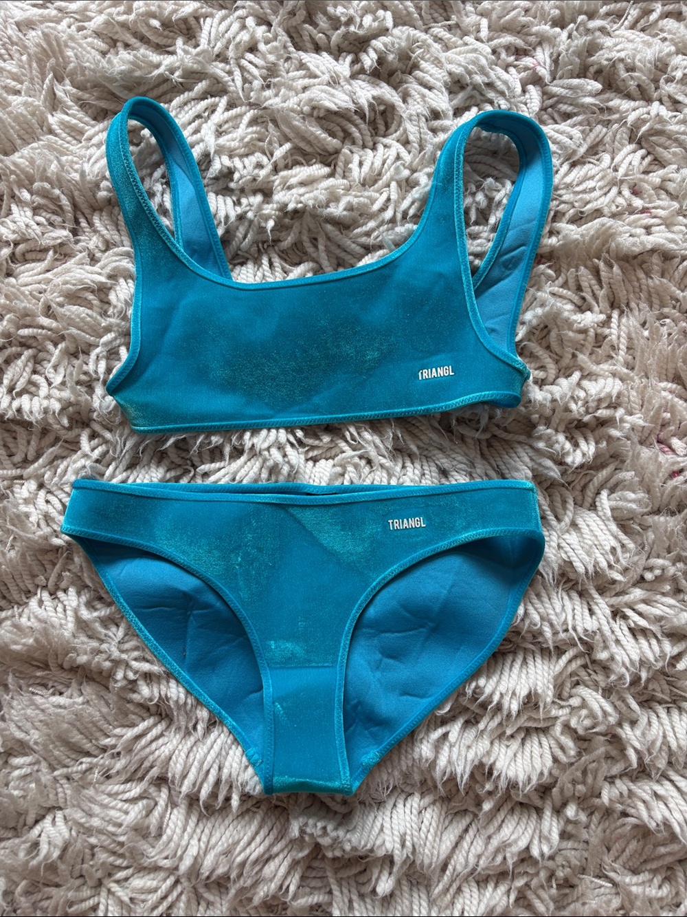 triangl swimwear Turquoise Blue Neoprene Bikini Set